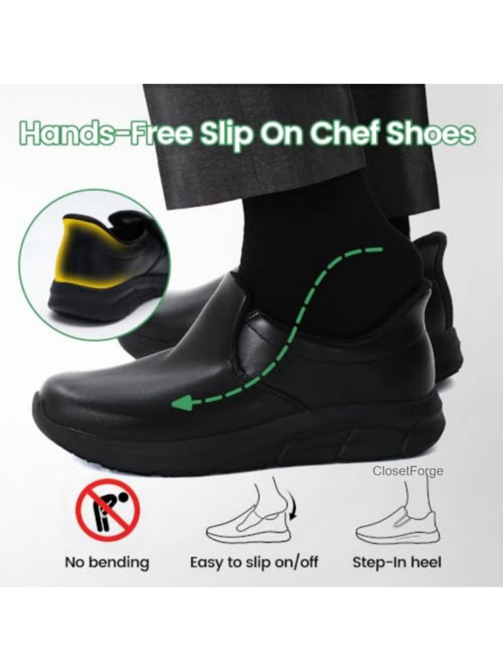 Non Slip Work Shoes for Men Women Waterproof Faux Leather